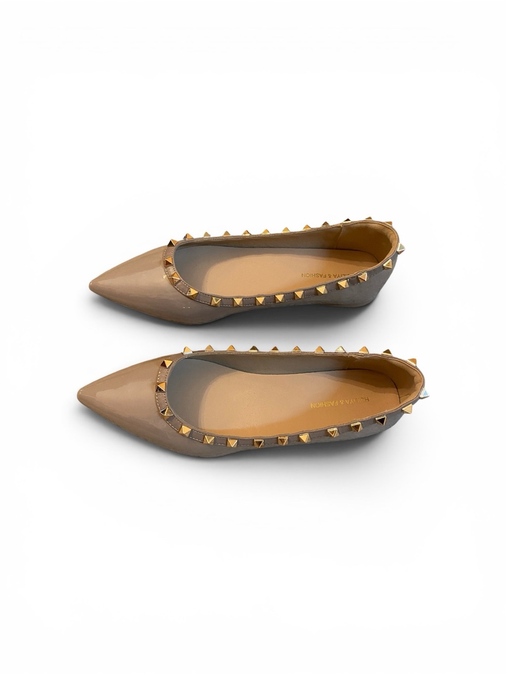 Huiliya & Fashion Women's
Shoes, Nude with Gold Studs Size 40, US 9 - Picture 3 of 7